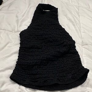 Zara Black Textured Sleeveless Top